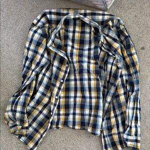 J. Crew Men's Plaid Button-Down Shirt in Blue, White & Yellow